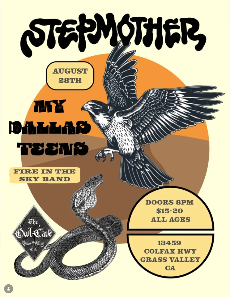 Flyer for Stepmother, My Dallas Teens, Fire in the Sky Band